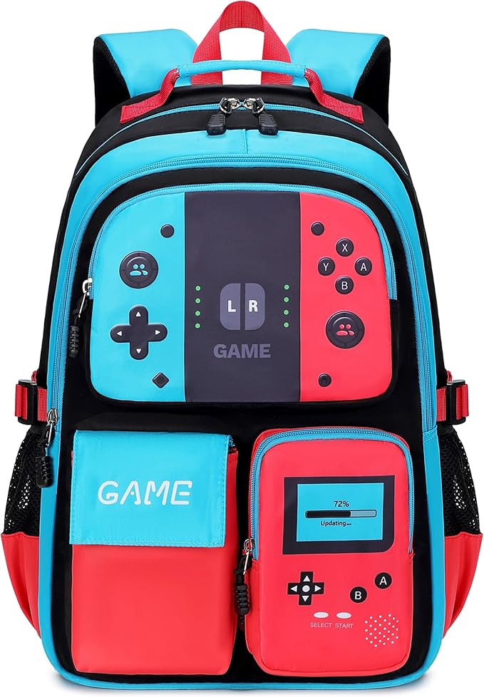 Boys Backpack Kids Bookbag TeensSchool Bag LuminousGame Large capacity bag(1Blue)