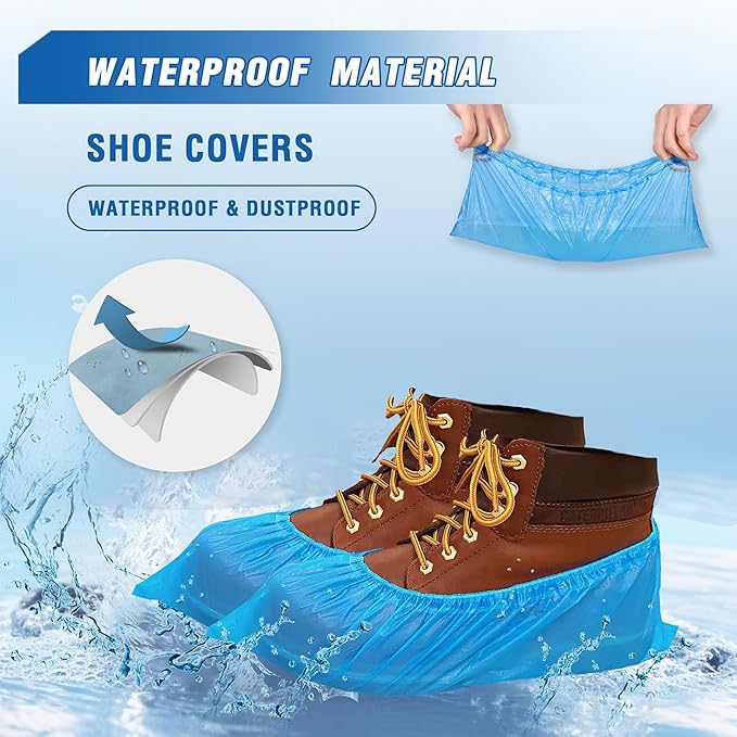 ProtectX Disposable Shoe & Boot Covers, XL Extra Large, 500-pack (250 pairs), Waterproof, Slip Resistant, Durable CPE plastic, Fits up to Men’s 14 US Size and All Women’s US Size Shoes