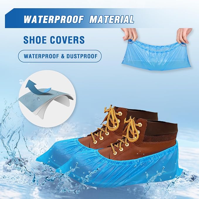 ProtectX Disposable Shoe & Boot Covers, XL Extra Large, 100-pack (50 pairs), Waterproof, Slip Resistant, Durable CPE plastic, Fits up to Men’s 14 US Size and All Women’s US Size Shoes