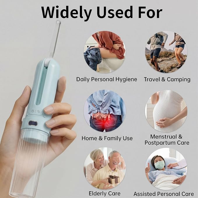 Portable Bidet for Travel, Personal Hygiene Sprayer Bottle for Women Men, Mobile Bidet Portable for Toilet,Electric Handheld High-Pressure Foldable USB-C Battery-Powered (Blue)