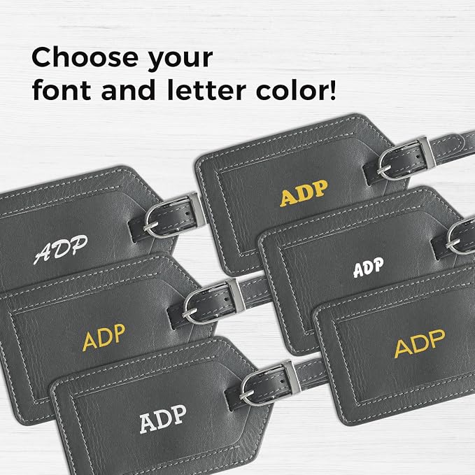 Personalized Monogrammed Leather Luggage Tags - 3 Pack