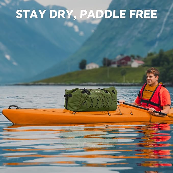HEETA Waterproof Duffel Bag Motorcycle Dry Bag Backpack, 60L/80L Extra Large Rolltop Travel Duffle Bags with Straps & Handles for Kayaking Rafting Boating Canoeing Camping Gym Beach Cruise Ship