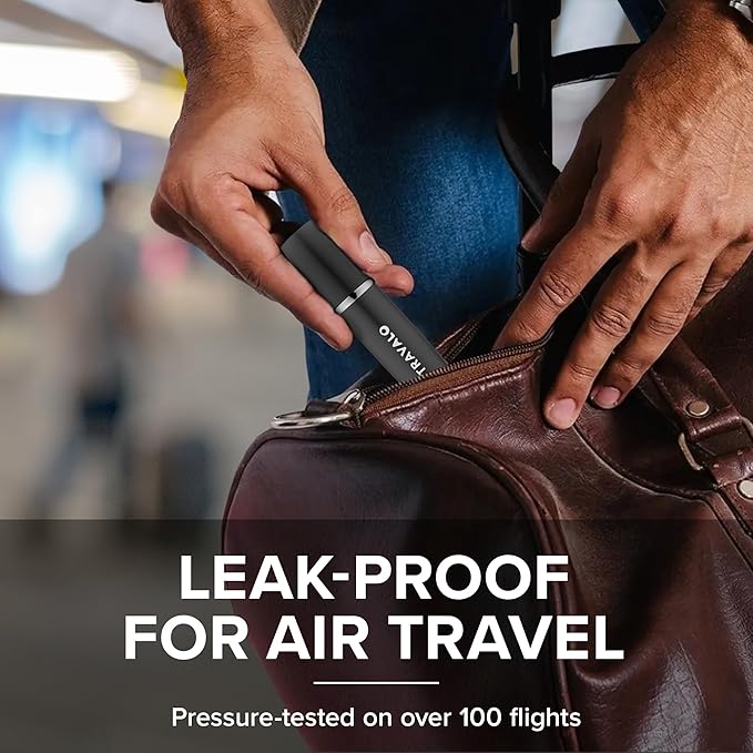 Travalo LUX Perfume Atomizer - Leak-Proof and TSA Approved for Air Travel - Reusable Airtight Easy Fill Mini Pump Sprayer - Lightweight Portable - Brushed Polished Metal Alloy Outer Shell - Silver