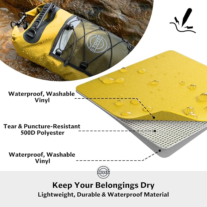 STOVER 5/10/25/30/40/55L Waterproof Dry Bag- Roll-Top Backpack w/Phone Case- Kayaking, Hiking, Camping, Boating- Men/Women