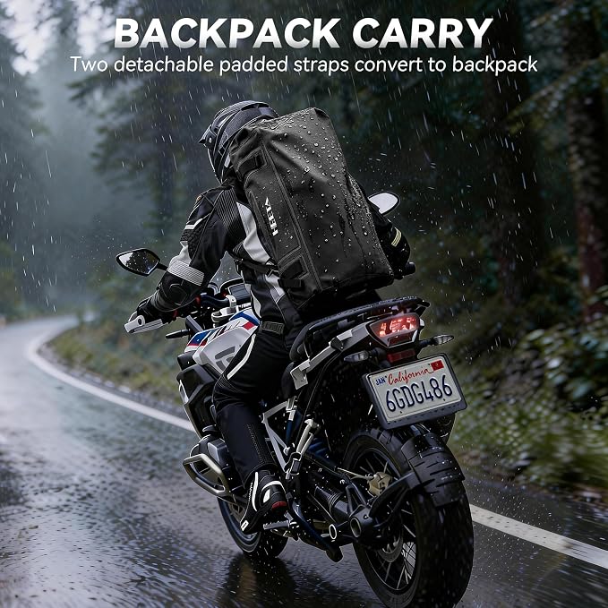 HEETA Waterproof Motorcycle Dry Bag, Waterproof Duffel Luggage Travel Bags with Zippered Closure & Pocket, Shoulder Straps, Large Space for Motorcycling Camping Commuting Boating (Black, 70L)