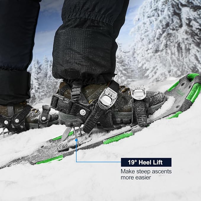Odoland 21/25/30 Inch Snowshoes with Trekking Poles for Men Women Youth, Waterproof Snow Leg Gaiters and Carrying Bag, Lightweight Aluminum, Heel Lift, Snow Shoes Easy to Wear