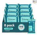 goodwipes Flushable Wipes Bulk Pack, Shea-Coco Adult Wet Wipes for Women & Men, Sewer & Septic Safe, Toilet & Bathroom Essentials, Extra Large, 418 Count (8 Packs and 1 Travel Pack)