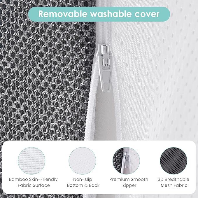 Cozymaker 12" Bed Wedge Pillow for Sleeping After Surgery, Back Support, Leg Elevation, Gerd Acid Reflux, Relief Neck Pain, Sleep Apnea, Snoring, Cooling Memory Foam Triangle Incline Wedge