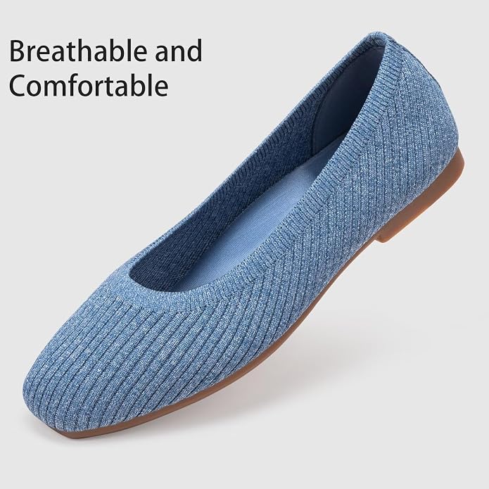 Frank Mully Women's Flats Square Toe Flats Comfortable Slip on Washable Ballet Flats Shoes for Women Dressy Work