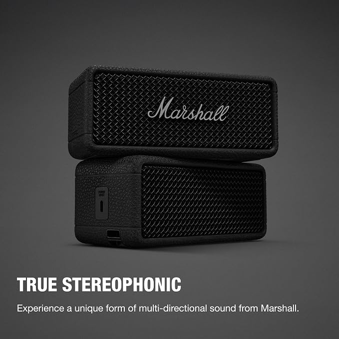 Marshall Emberton III Portable Bluetooth Speaker - Rugged Waterproof/Dust-Proof Design | Loud Stereo Sound, Deep Bass | Compact and Wireless for Travel and Outdoors - Black and Silver