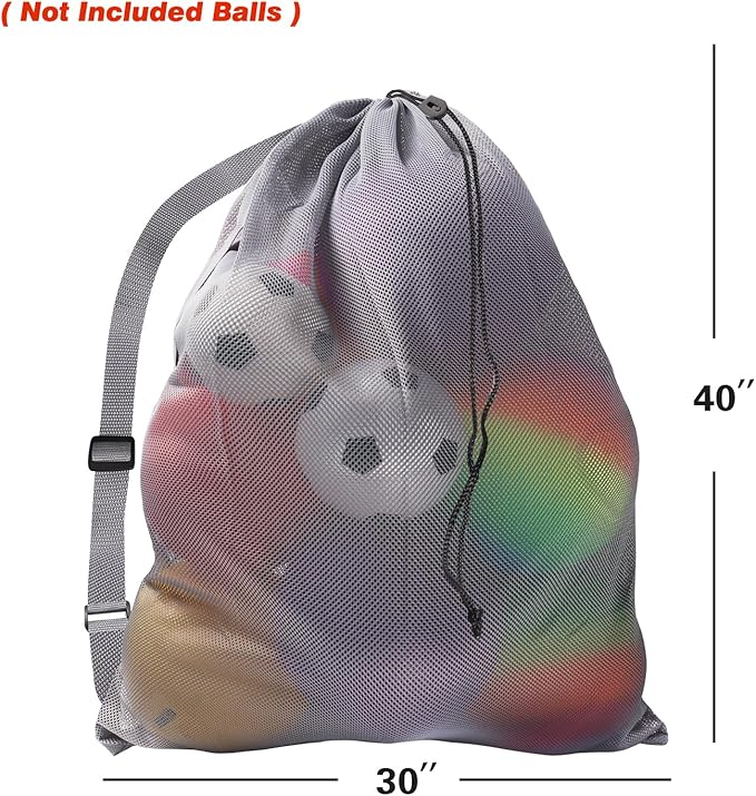GSE Games & Sports Expert 24x36/30x40 X-Large Mesh Sports Equipment Drawstring Bag for Soccers, Basketballs, Footballs
