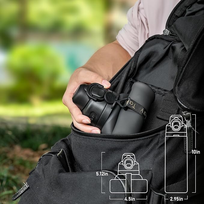 TakeToday Collapsible Water Bottles 32oz Black and 20oz Black, Foldable Travel Water Bottle with Strap, BPA Free, Silicone Water Bottle Leakproof for Hiking, International Travel, Outdoors