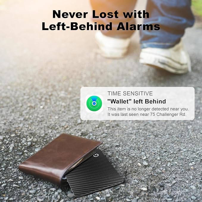 Wallet Tracker Card for Apple Find My (iOS Only), Ultra-Thin Bluetooth Tracker Smart Card Wallet Finder, IP68 Waterproof Slim Item Locator for Wallets, Keys, Passport & Luggage Tags (Jet Black)