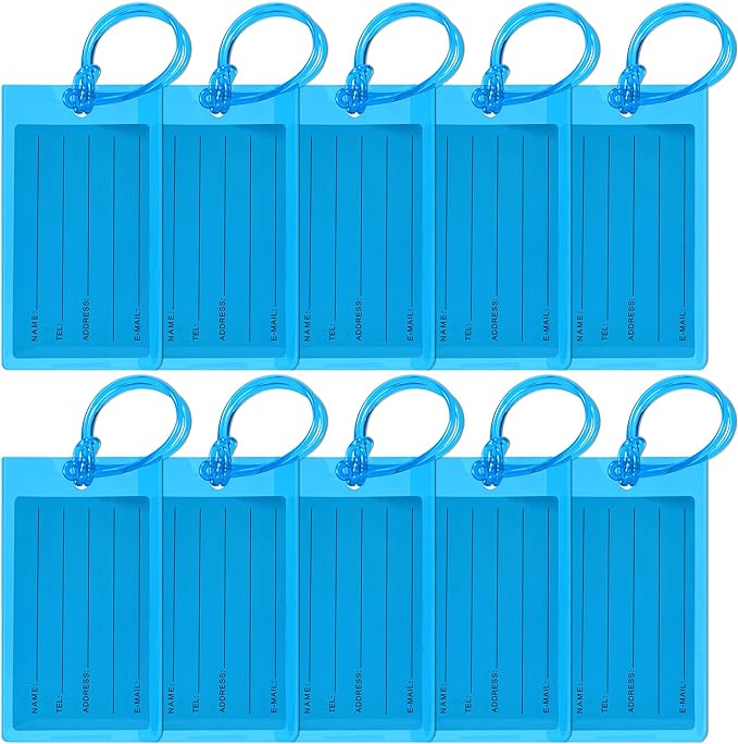 10 Pack Luggage Tags for Suitcases, Airplane Travel Essentials for Flying, International Travel Must Haves, and Luggage Accessories by Sodsay