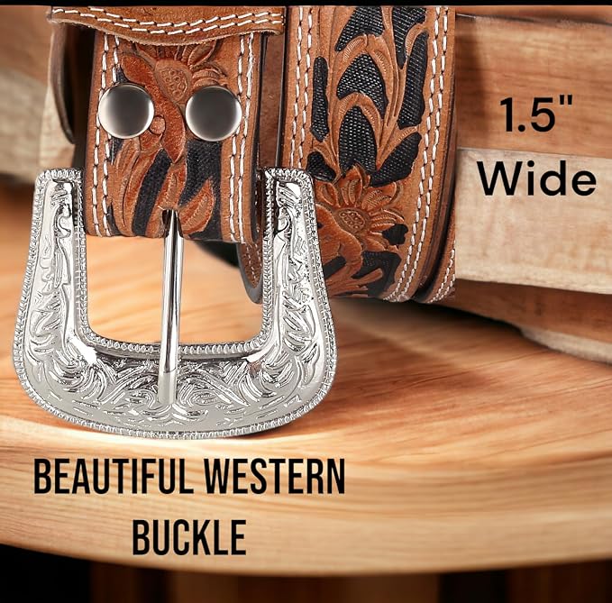 F&L CLASSIC mens Western full grain Leather belt Strap w/Snaps for Interchangeable Buckles, USA,