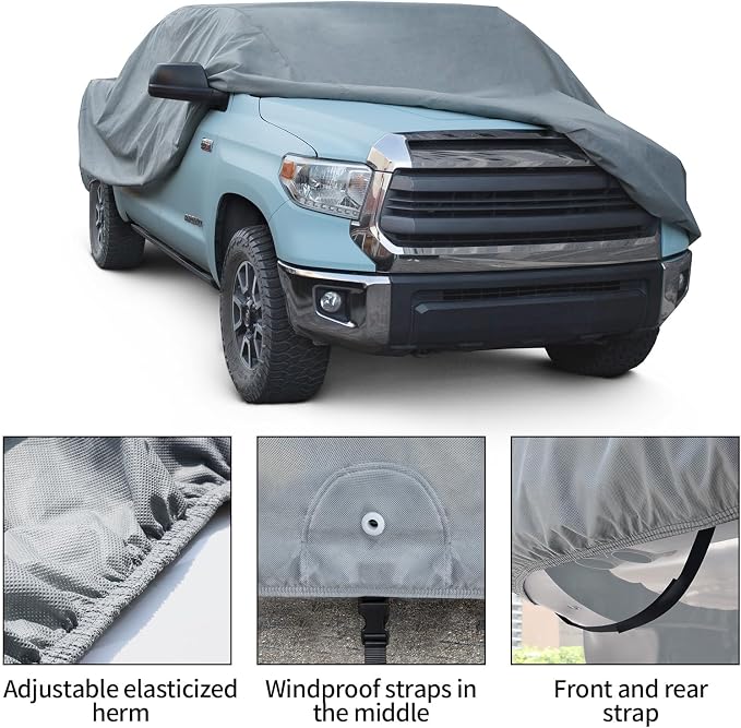 Leader Accessories Truck Car Covers for Automobiles All-Weather Limited Waterproof, Breathable Full-Exterior Covers for Indoor and Outdoor Use, Fits Pick Up 211"-240"