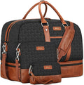 Weekender Bag for Women, Large Overnight Bag Canvas Travel Duffel Bag Carry On Tote with Shoe Compartment 21" 3Pcs Set
