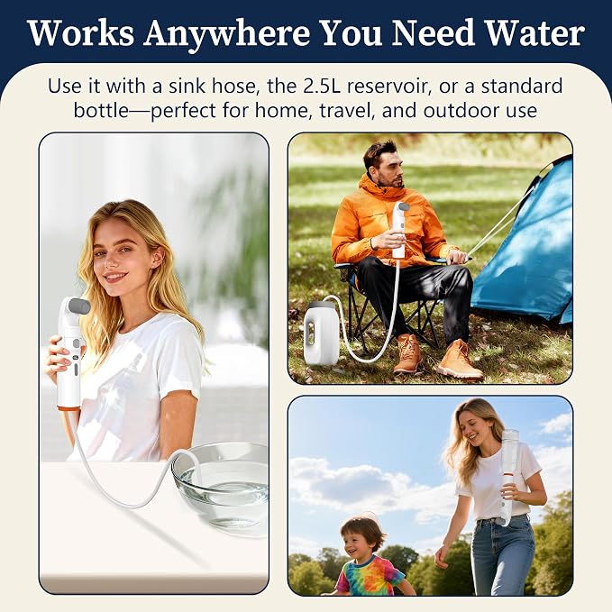 Portable Bidet with LED Display – High Pressure Travel Bidet with Shower-Head, 2.5L Tank, Dual Modes & Adjustable Spray | 1600mAh Battery | Leakproof IPX6 | for Women, Men & Postpartum Care(Gray)