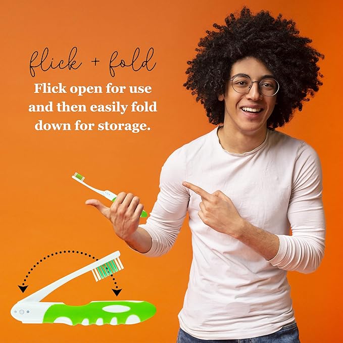 Portable Folding Toothbrush Kit - Built-in Cover, Collapsible, Multi-color (6 Pack Soft-Multicolor)