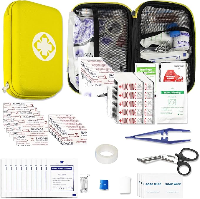 274PCS Hiking First Aid Kit for Home Personal Emergency Supplies Compact Bag for Backpack, First Aid Essentials Survival Kit for Business Travel Car Yellow Monoki