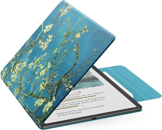 MoKo Magnetic Case for All-New 11" Kindle Scribe 2025(3rd Generation) & Kindle Scribe Colorsoft 2025(1st Gen) - Slim Folio Premium PU Leather Cover with Pen Clasp & Auto Sleep Wake, Apricot Blossom