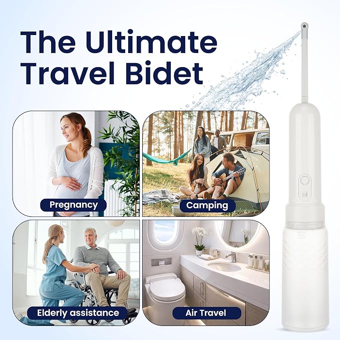 Portable Electric Travel Bidet – Rechargeable Personal Perineal Cleaner, Multiple Modes, for Women, Men, Babies & Postpartum Care 320ML(10.8Oz)