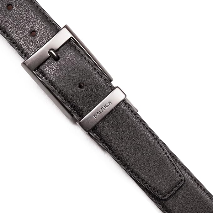Nautica Men's Reversible Leather Belt | 2-in-1 | Classic | Everyday | Business | Work | Dress | Casual | Metal Buckle