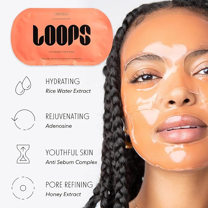 LOOPS WEEKLY RESET - Rejuvenating Korean Hydrogel Face Masks - Rejuvenate, Hydrate, Refine, Visibly Plump - Moisturizing & Pore RefiningSkin Mask Face Mask Reduces Signs of Puffiness 5pc