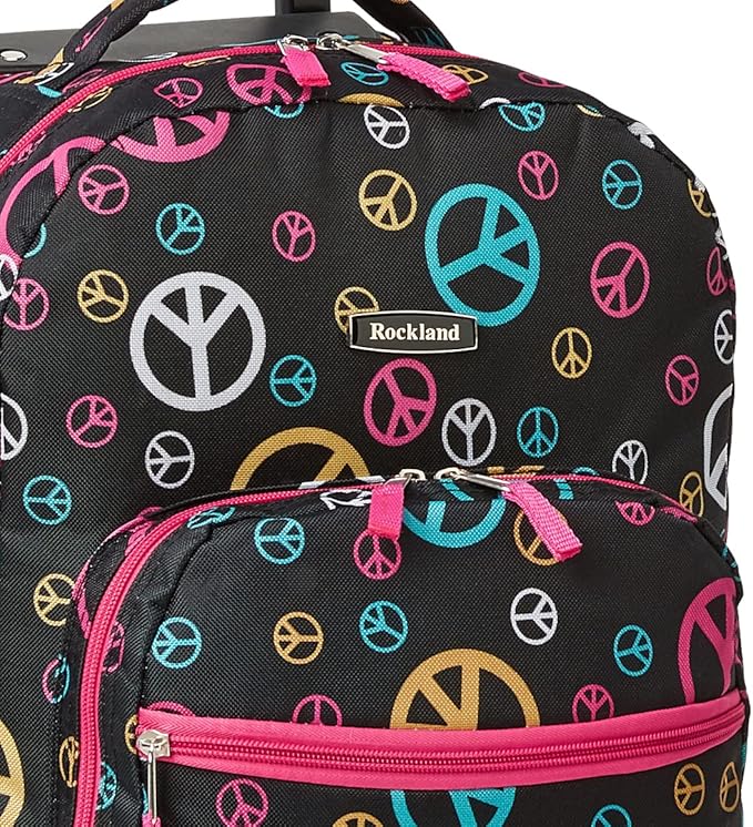Rockland Double Handle 17" Rolling Backpack, Peace