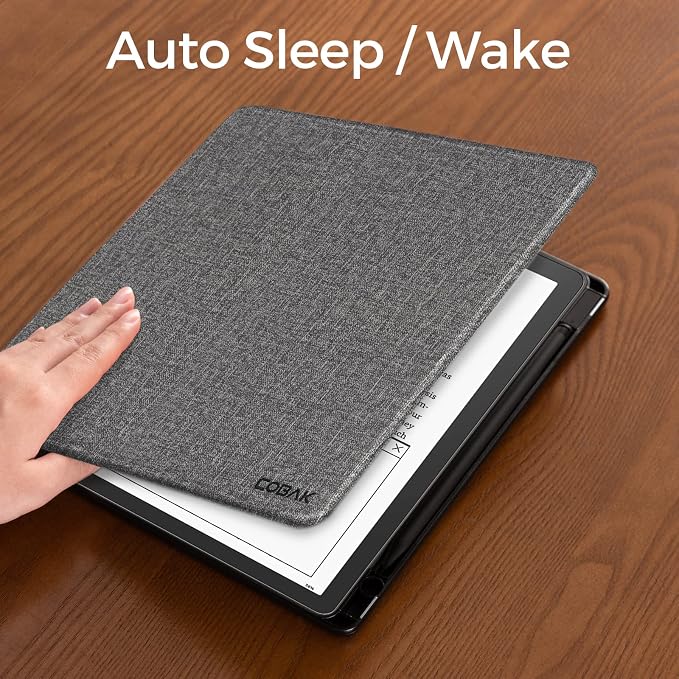 CoBak Case for Kindle Scribe - All New PU Leather Cover with Auto Sleep Wake Feature for Kindle Scribe 10.2" 2022 & 2024 Released with Pen Holder,Gray