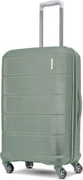 American Tourister Stratum 2.0 Expandable Hardside Luggage with Spinner Wheels, Checked-Medium, Jade Green