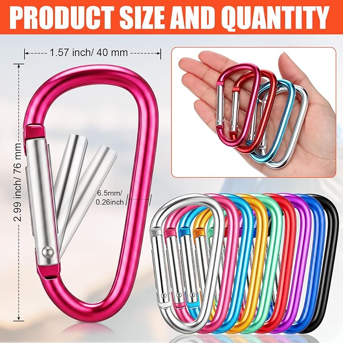 Shimeyao 180 Pcs Small Aluminum Clip Keychain Buckle Clip Bulk Mini Aluminum Ring Shape Small Lock Spring Snap Hook