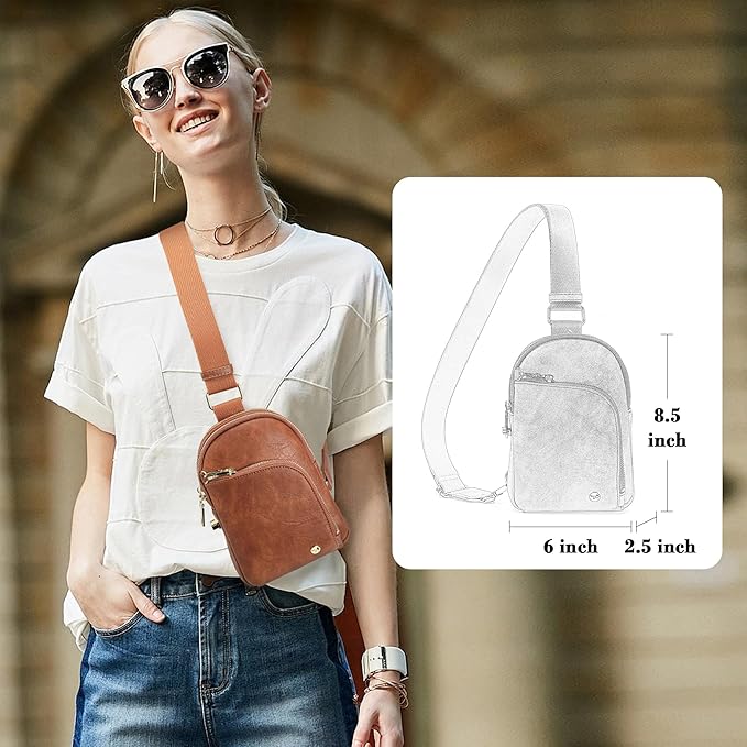 INICAT RFID Blocking Sling Bag, Anti Theft Crossbody Bag for Women Compact Travel Purses Vegan Leather
