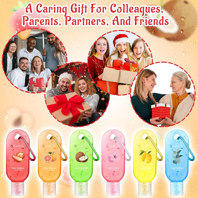 24 Pack Scented Hand Sanitizer Keychain Gift Strawberry Mini Travel Size Hand Sanitizer Gel Bulk 1 oz Employee Thank You Gift for Teacher Coworker Team Nurse Summer Graduation Party Supplies