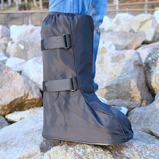 Walking Boot Cover for Medical Fracture Cast Black Tall, X-Large | Water Resistant Slip Resistant Rubber Sole Easy On and Off Snug Fit