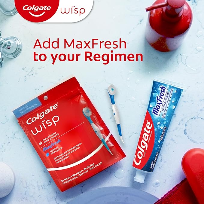 Colgate Max Fresh Wisp Disposable Mini Travel Toothbrushes, Peppermint, 24 Count (Pack of 4)