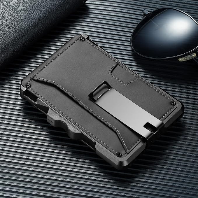 Smart Wallet For Men Slim: Rfid Minimalist Pop Up Wallets with Money Clip | Metal Bifold Front Pocket Credit Card Holder - Gifts for Husband Father at Birthday Anniversary