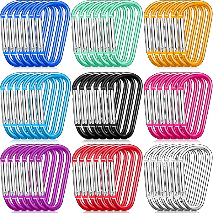 Shimeyao 180 Pcs Small Aluminum Clip Keychain Buckle Clip Bulk Mini Aluminum Ring Shape Small Lock Spring Snap Hook