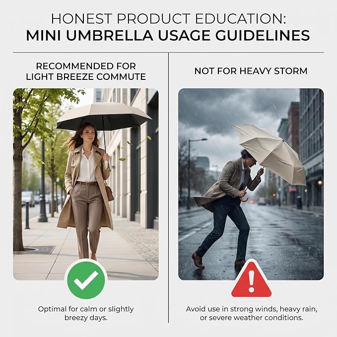 Ultra Lightweight Compact Umbrella 7.8 oz, Auto Open Close Folding Design for Sun & Light Rain, Mini Travel Accessory for Purse & Backpack, Portable UV Protection for Daily Commute, One-Person Use