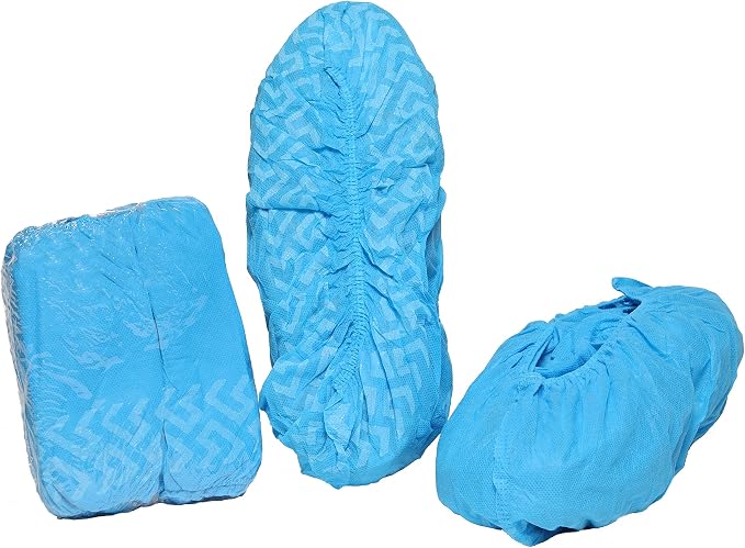 22 Premium XL Booties -Thick Extra Large Disposable Boot & Shoe Covers, Non Slip Water Resistant Foot Protectors, Construction Durable 42GSM for Indoors Outdoors, Up to US Men 13, Women 15