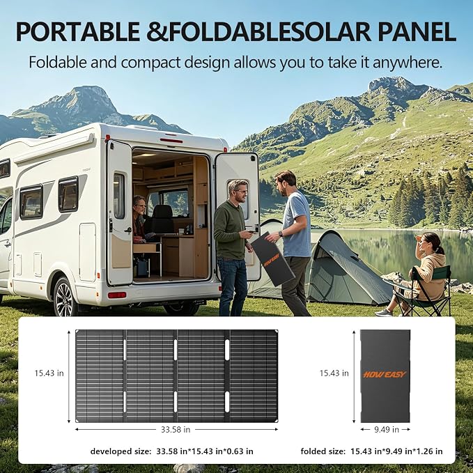 HOWEASY Portable Power Station with Foldable 60W Solar Panel,260W Solar Generator with PD 65W,110V Pure Sine Wave AC Outlet for Outdoor Camping Trip Home Backup Emergency