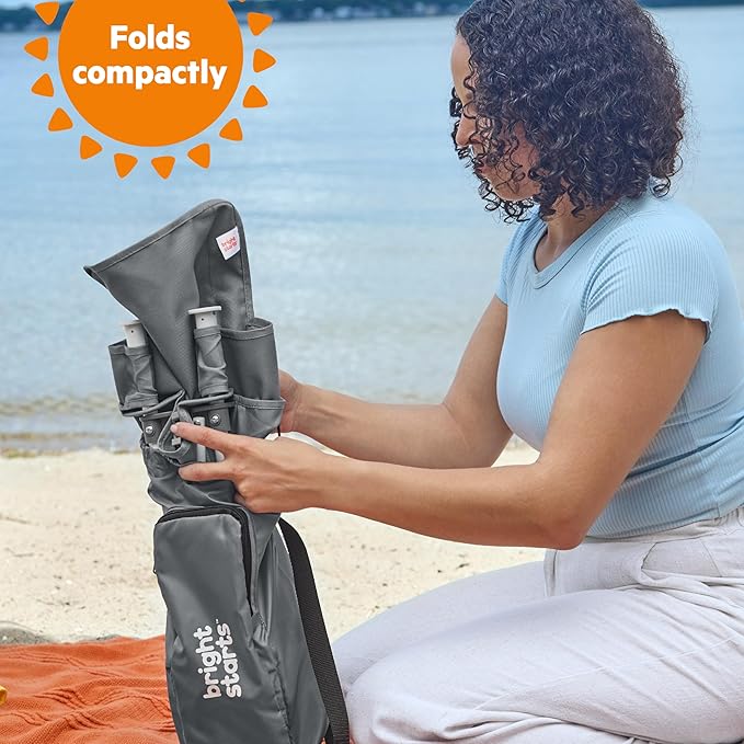 Bright Starts Pop ‘N Sit Portable Booster Seat, 3-in-1 Floor Seat, Travel High Chair & Toddler Booster with Feeding Tray, Indoor/Outdoor, Grey, 6 Months–3 Years