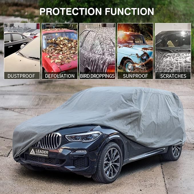 Leader Accessories SUV Car Covers for Automobiles All-Weather Limited Waterproof, Breathable Full-Exterior Covers for Indoor and Outdoor Use, Fits 207"-230"