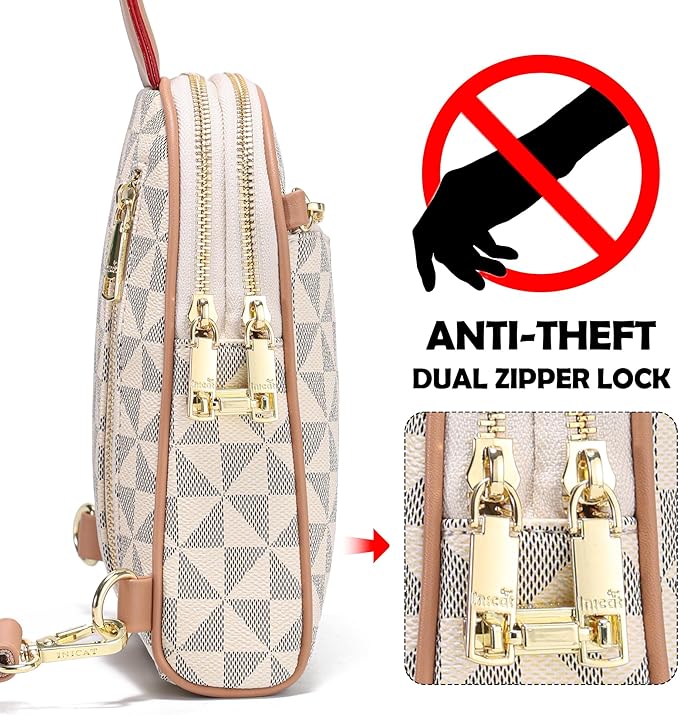 INICAT RFID Blocking Sling Bag, Anti Theft Crossbody Bag for Women Compact Travel Purses Vegan Leather