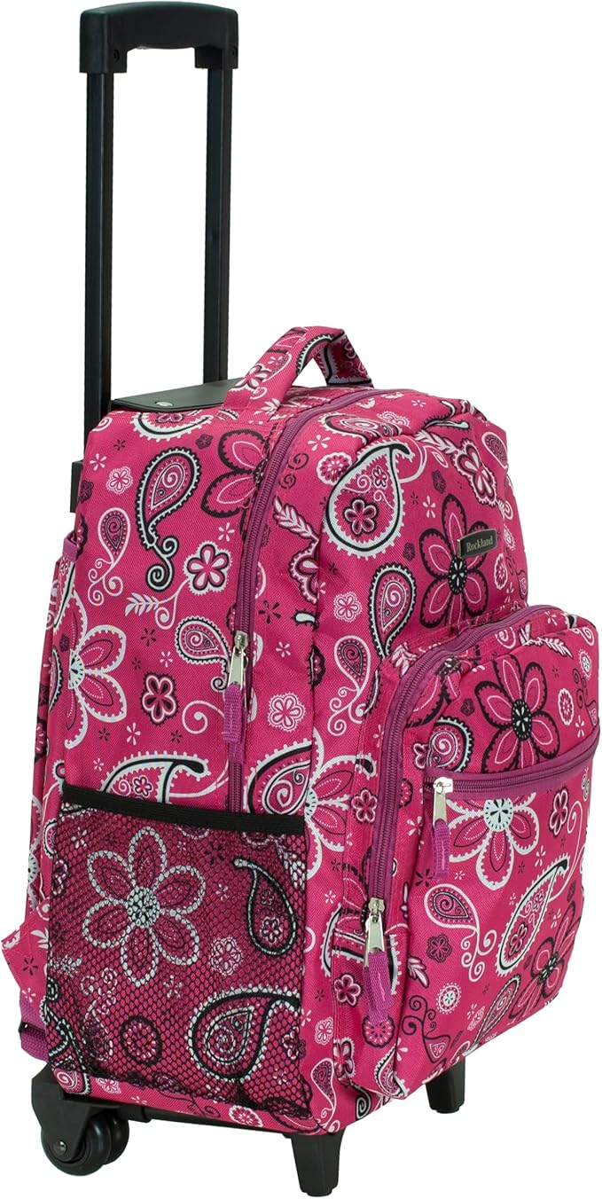 Rockland Double Handle 17" Rolling Backpack, Bandana