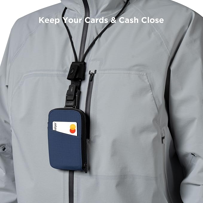 ALPAKA Zip Card Pouch - Card Wallet and Coin Pouch - Holds 12-20 Cards and Cash Holder with Blue Axoflux, RFID Blocking Weatherproof Material
