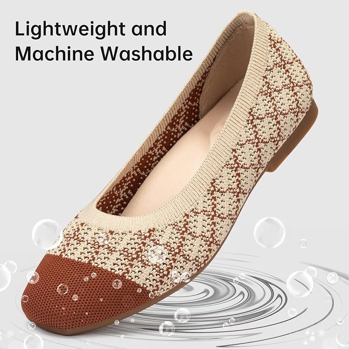 Frank Mully Women's Flats Square Toe Flats Comfortable Slip on Washable Ballet Flats Shoes for Women Dressy Work