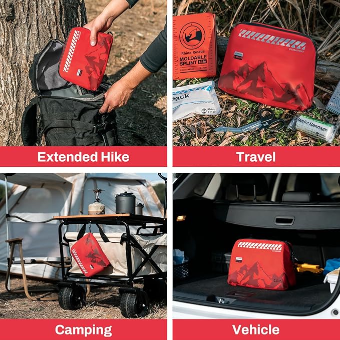 RHINO RESCUE Ultralight First Aid Kit Water-Resistent Medical Kit for Camping, Cycling, Travel, Climbing, Up to 4 Days
