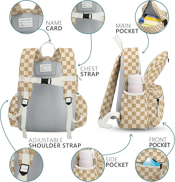 Corduroy Kids Backpack for Boys Girls 6-10: Girls Backpacks for Elementary Kindergarten 15” H Fit Folder