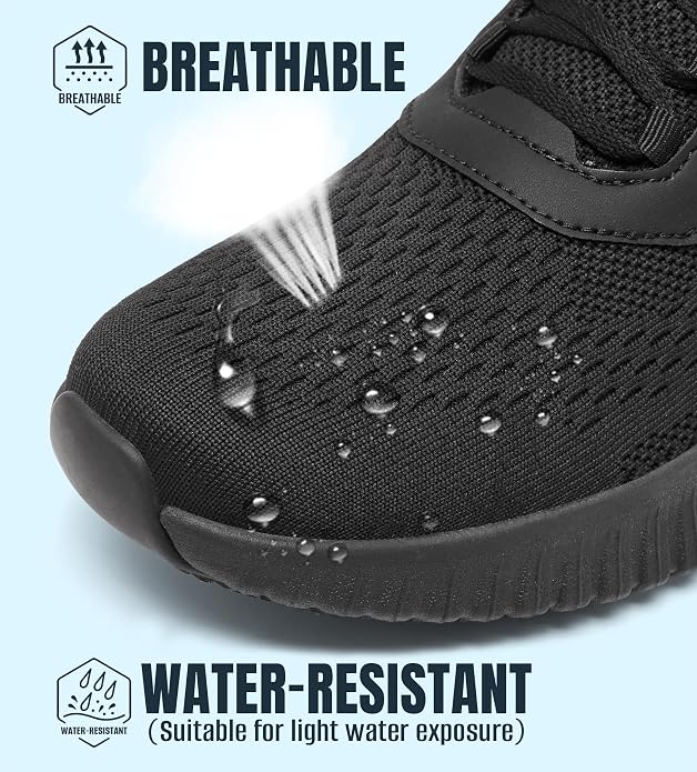 SHULOOK Women's Non Slip Work Shoes Slip-Resistant Kitchen Chef Restaurant Food Service Nurse Shoe Comfortable Mesh Breathable Walking Sneakers Black